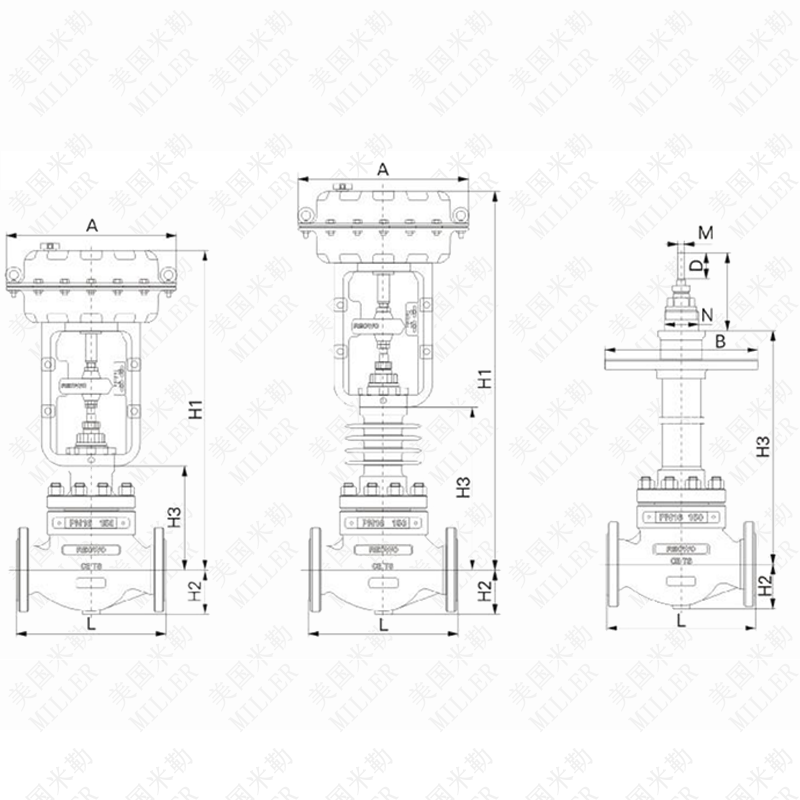 進口氣動壓力調節閥連接尺寸圖