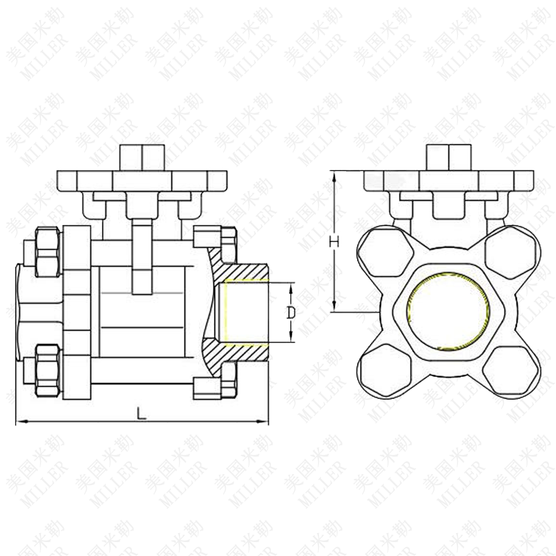 進口氣動調節球閥連接尺寸圖